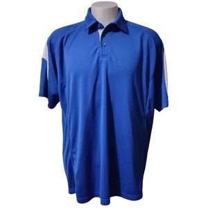 Eco Shirt Polo Men's 2XL Collared 3 Button‎ Blue With White Accent Stripes Golf